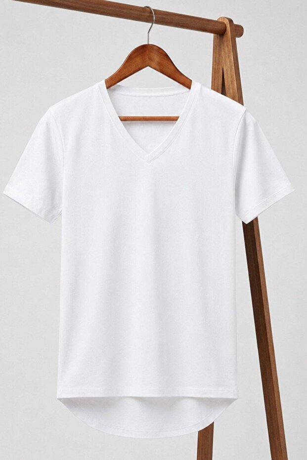 Μπλουζάκι V-Neck Basic Με μείγμα βισκόζης - 7