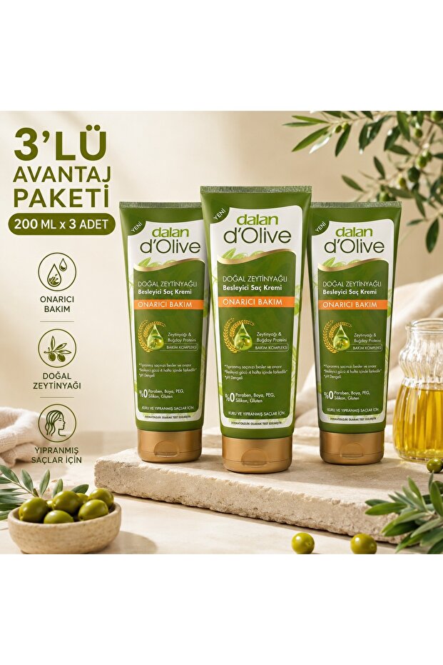 D'olive Hair Conditioner Olive Oil Repair Care 200ml 3pcs