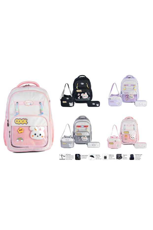 Öz Kara Cool Primary School Backpack+Lunch Bag+Pen Holder