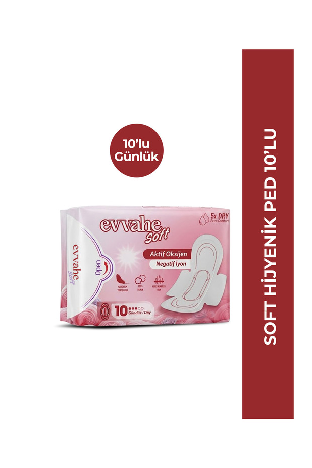 Hygienic Pad Daytime 1 Piece of 10-Pack Active Oxygen, Negative Ion, Maximum Softness, 100% Cotton, Breathable Structure