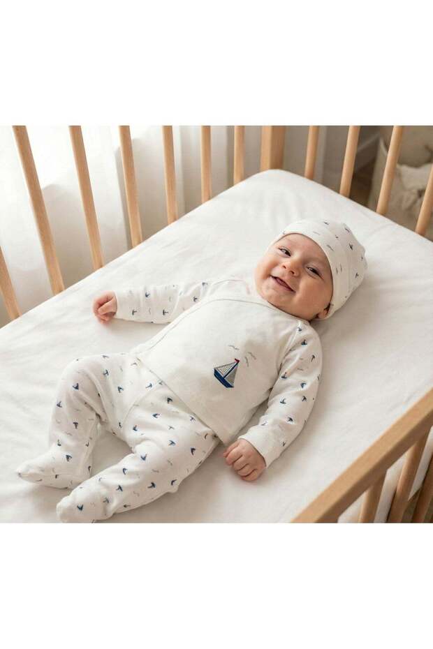 Baby Boy Sailing Embroidered 10-Piece Set 0-3 Months Newborn Hospital Discharge Zibin Set Boxed