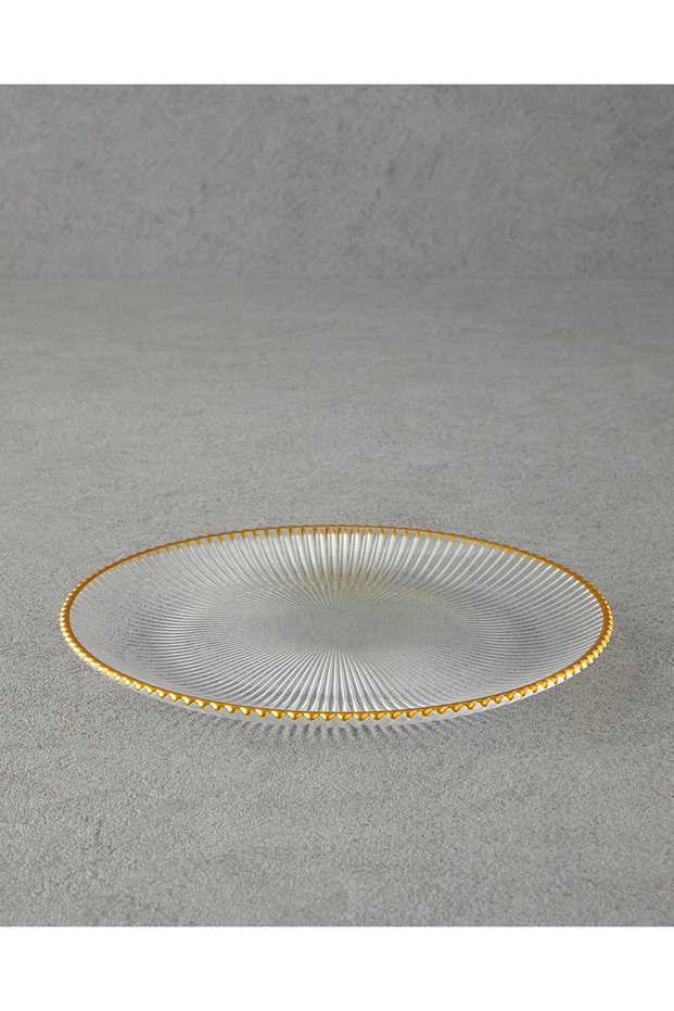 Graceful Shapes Glass Cake Plate Gold