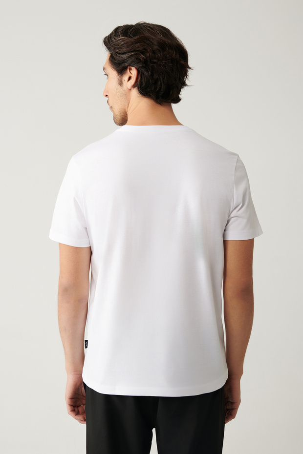 Erkek Beyaz Basic Pamuklu T-shirt E001000 - 4