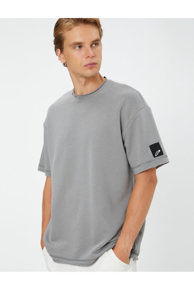 Basic T-Shirt Crew Neck Short Sleeve Label Printed