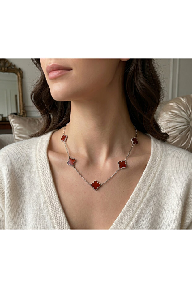 Silver Color Red Women's Necklace