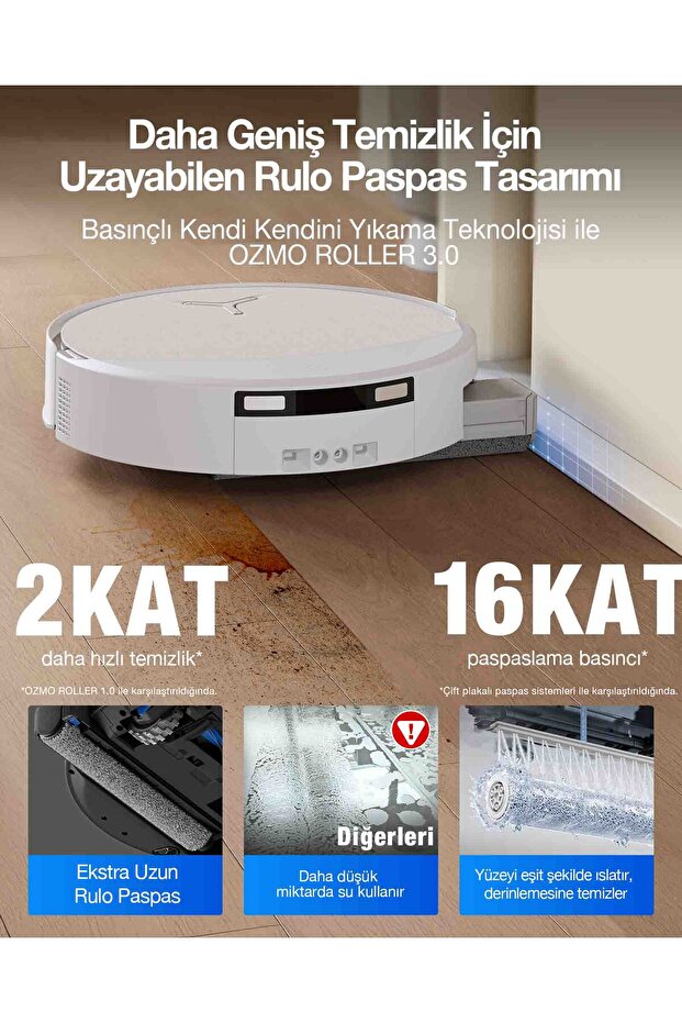 DEEBOT T90 PRO Omni Ses Kontrollü Robot Süpürge ve Paspas, 30.000 Pa Emiş Gücü - 3