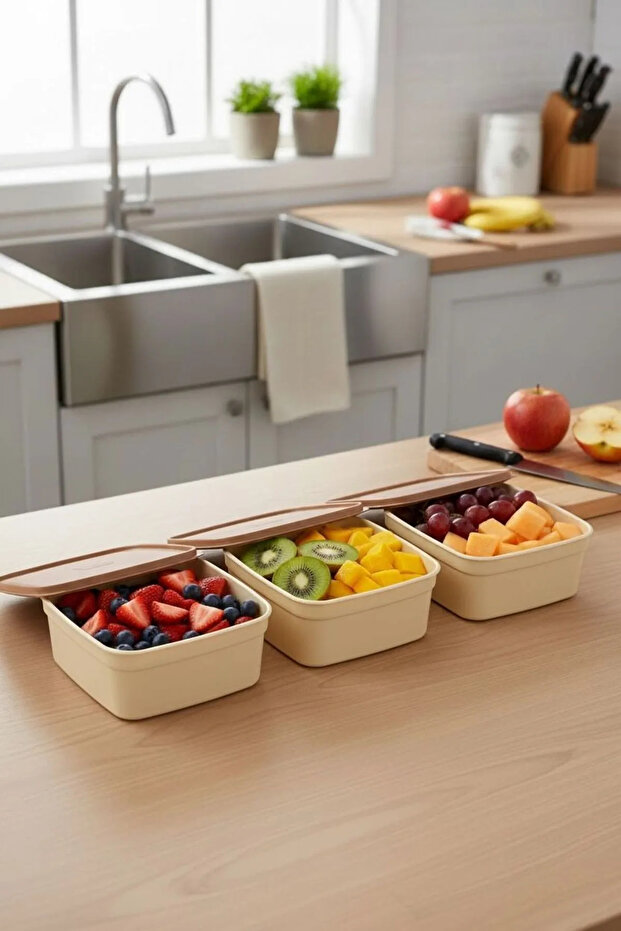 Redtaş 3-Piece Square Storage Container | Multi-Purpose Kitchen Container Set with Lids