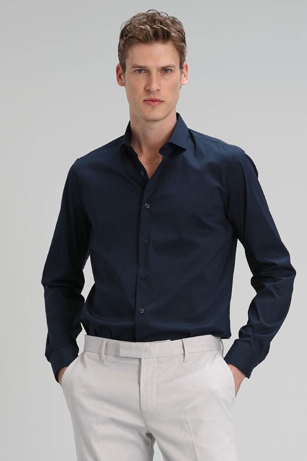 Austin Men's Basic Shirt Slim Fit Navy Blue