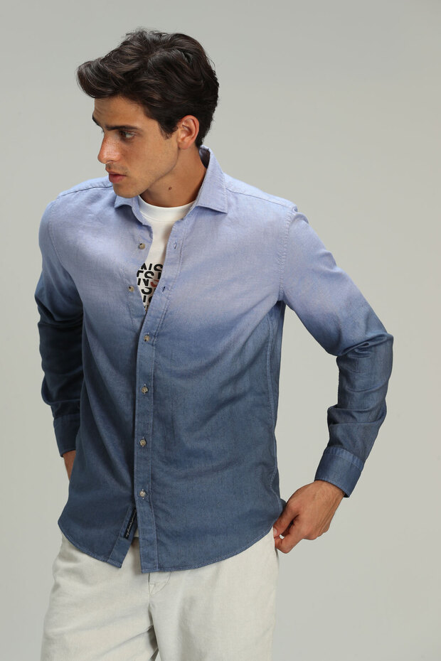 Mark Men's Smart Shirt Comfort Slim Fit Navy Blue