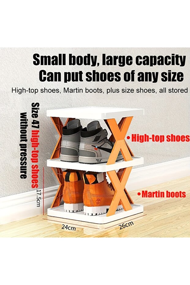 Simple assembly shoe rack 9 layers orange - 4