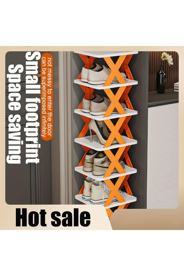 Simple assembly shoe rack 9 layers orange - 2