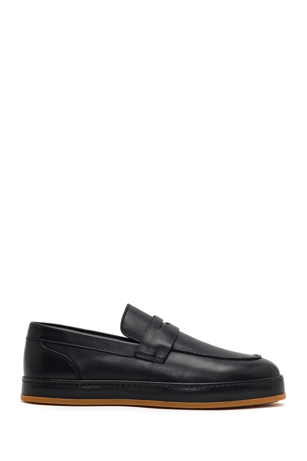 Men's Black Thick Soled Leather Loafers 26Sfd631018