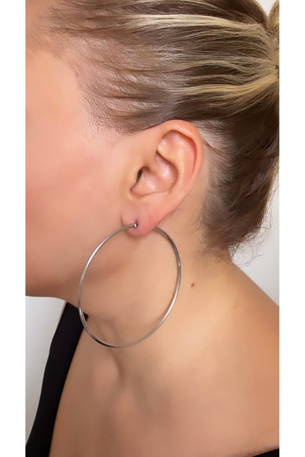 Steel Large Hoop Earrings (6.5 cm)
