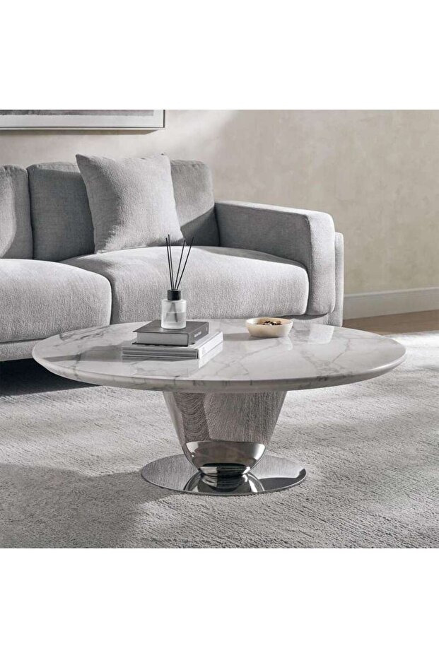 Dixie Coffee Table Marble - White & Silver