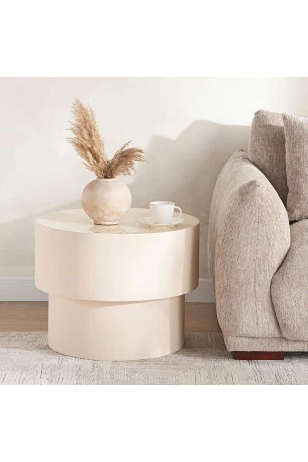 Agnas Round End Table Large - White