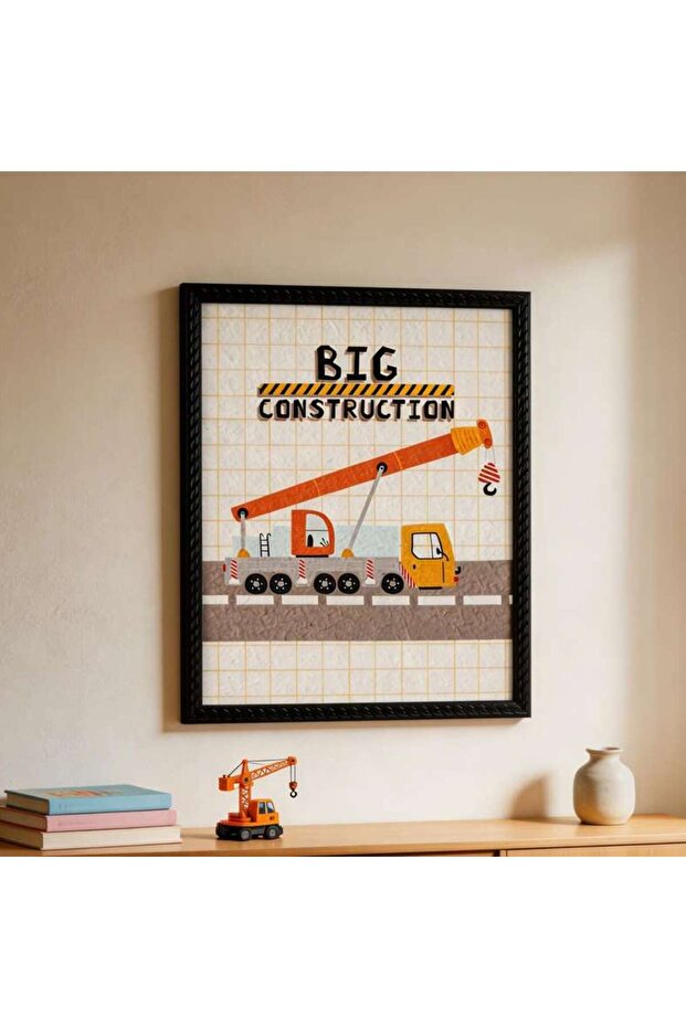Boom Truck Fine Paper Printed Framed Wall Art 43x53cm - Multicolor