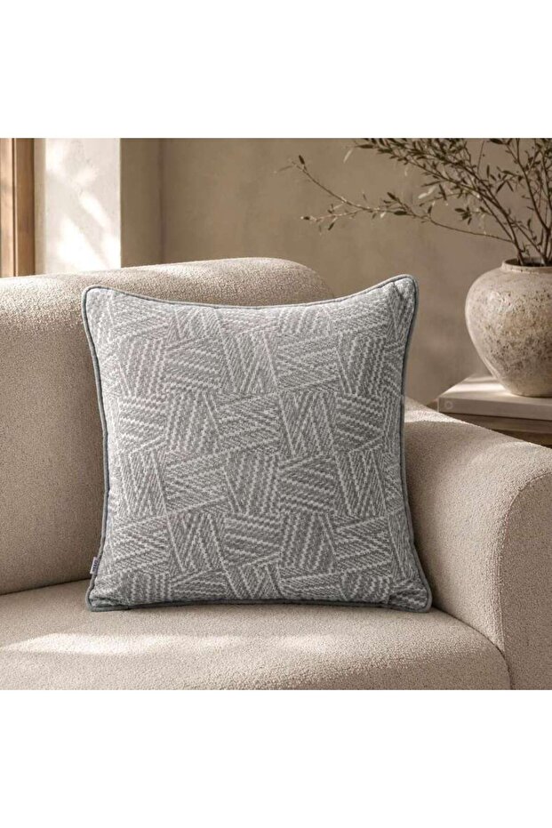 Atlanta Geo Down Alternative Filled Cushion 60x60cm-moonrock