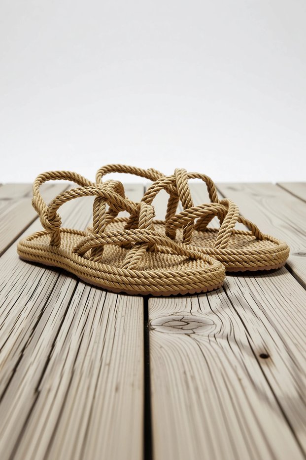 Women's Flat Heel Rope Sandals Lace-Up Plain Pattern 100% Straw Functional Durable Aesthetic