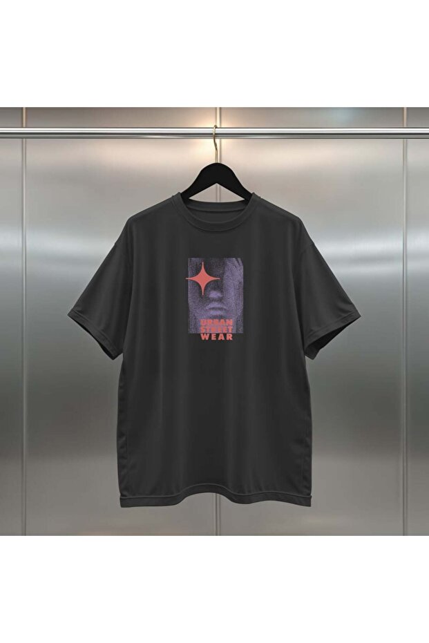 Bonsai Digital Print Oversize Unisex Black T-Shirt