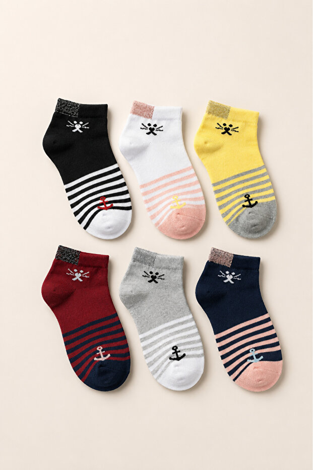 6 Pairs Seamless Bamboo Girls' Booties Socks