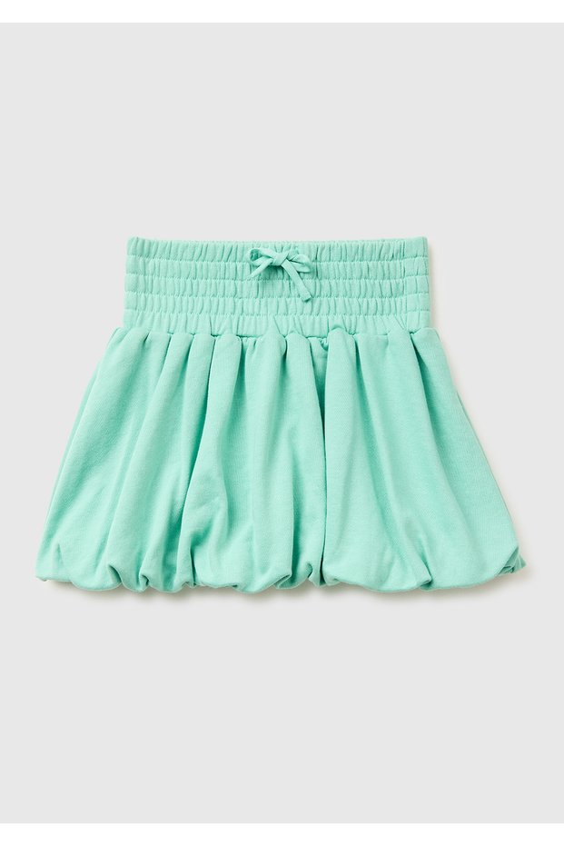 Girl's Mint Elastic Waist Drawstring Balloon Cut Skirt