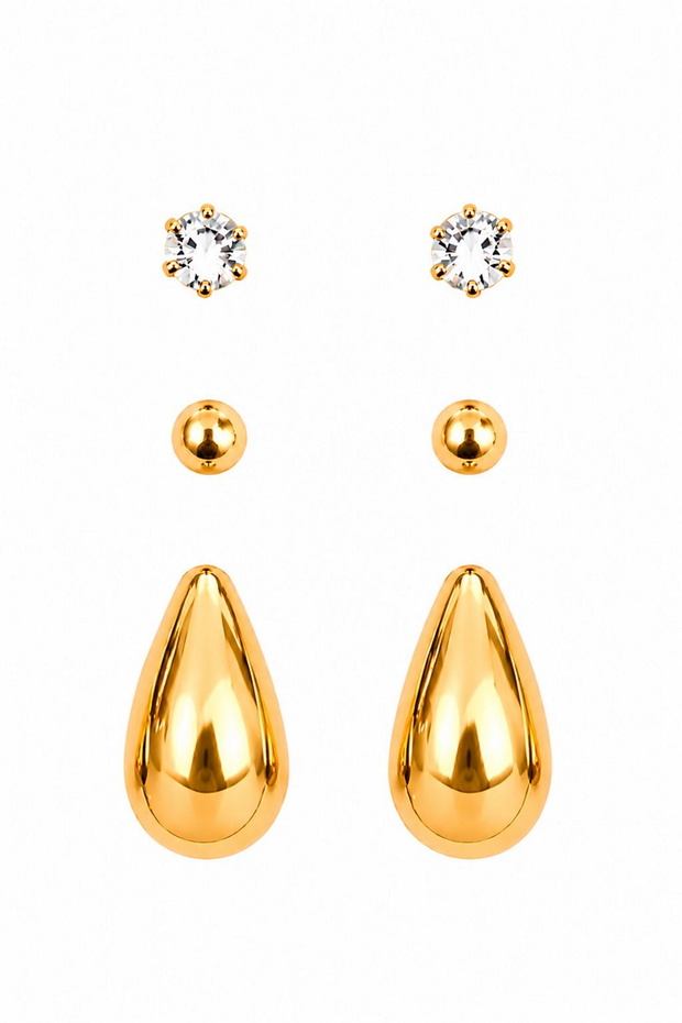 Women's Earrings 6-Piece Botega Model Plain Stone Detail Earrings