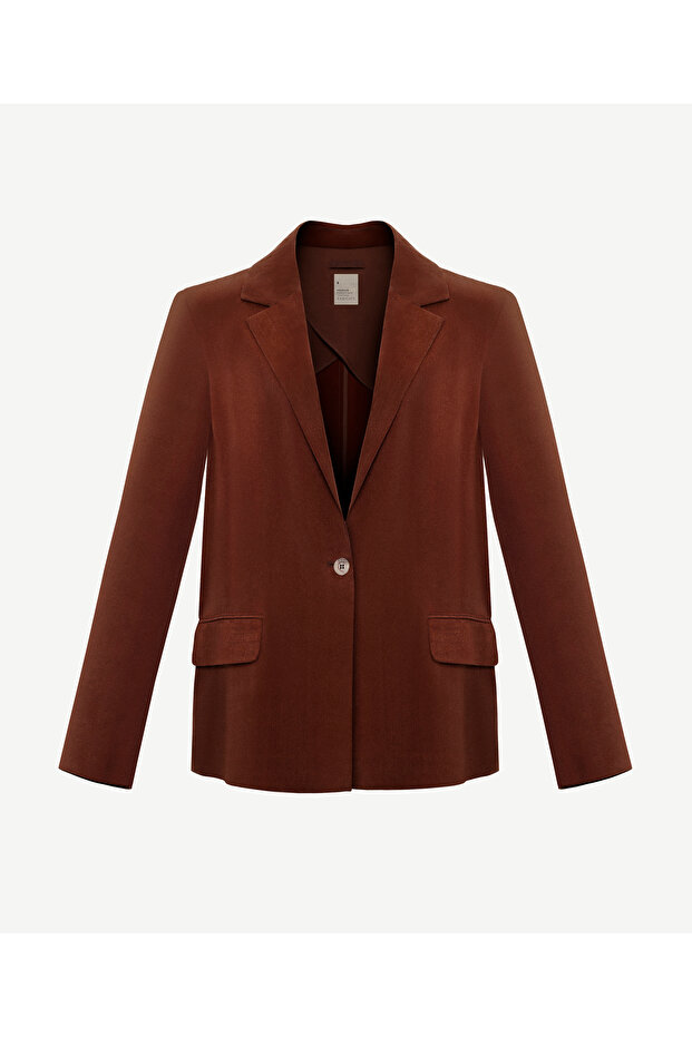Single Button Long Sleeve Jacket - 4