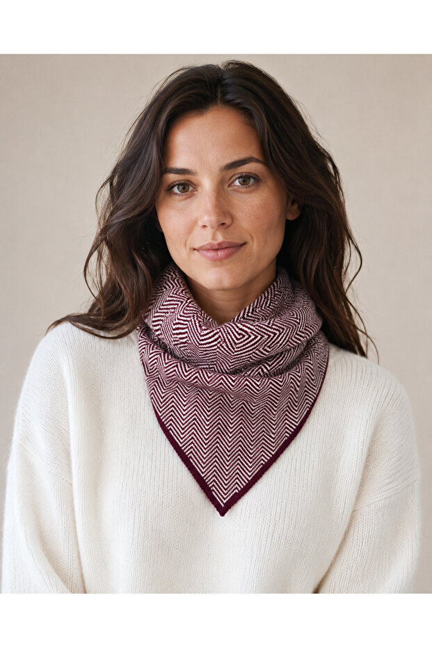 Herringbone Patterned Knitwear Scarf