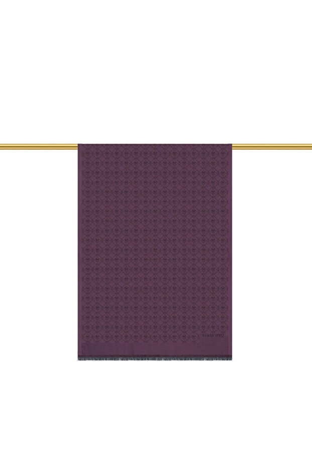 Purple Monogram Pattern Jacquard Silk Shawl