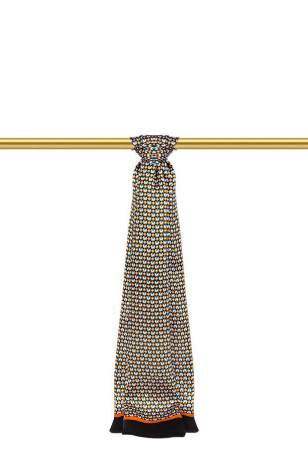 Turquoise Patterned Men's Silk Kaşkol