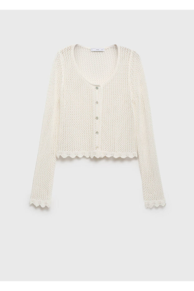 Geknöpfte Häkelstrickjacke - 3
