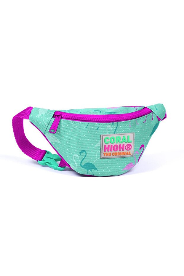 Kids Water Green Flamingo Patterned Waist Bag 22571