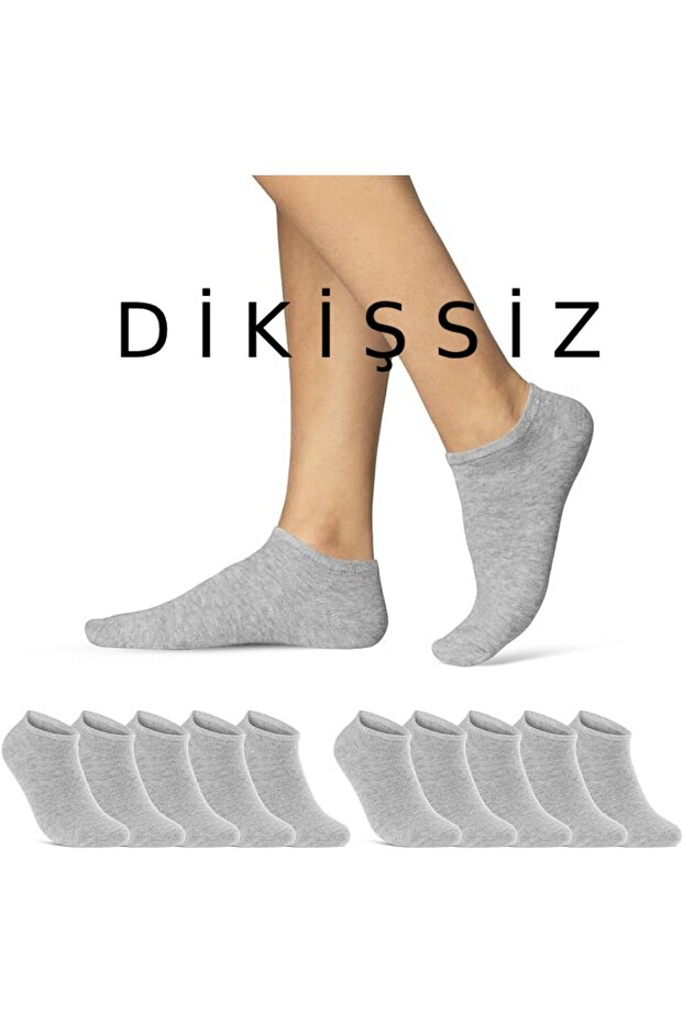 Unisex 10 Pairs Cotton Seamless Gray Booties Socks