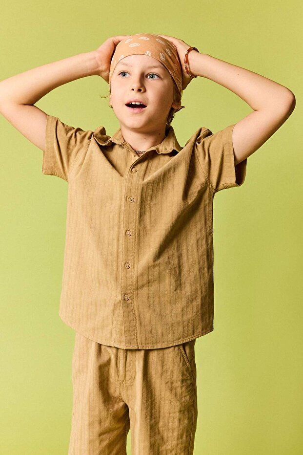 100% Cotton Regular Fit Poplin Short Sleeve Shirt for Boys H7517A826Hs