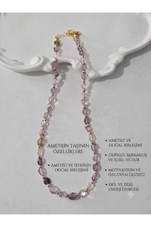Certified Amorphous Ametrine Natural Stone Necklace