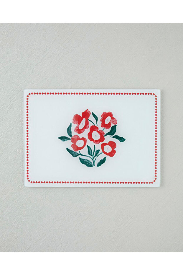 Bright Parade Glass Cutting Board 25X35 cm Red - White