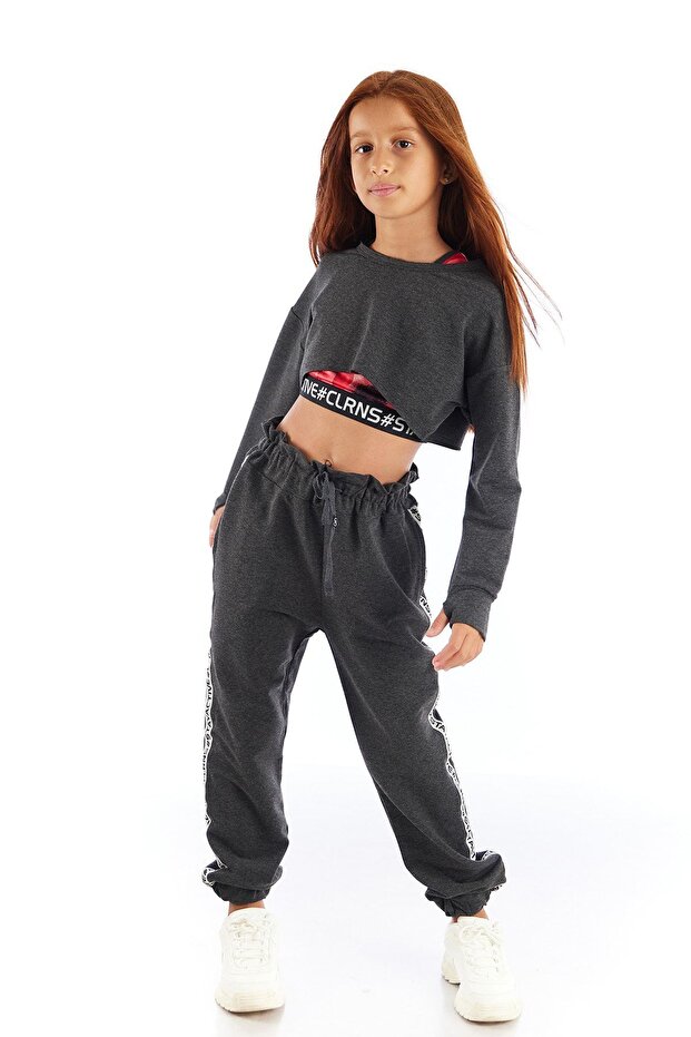 Modern Romance Striped Girl's Combed Cotton Sweatpants