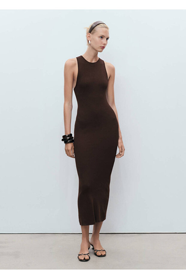 Halter yaka triko elbise - 2