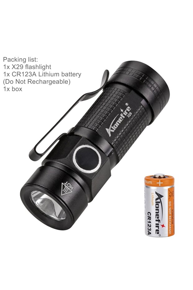 CR123A black White light X29 LED Portable Mini LED Flashlight 12 HR Long Endurance Fishing Hiking Ch