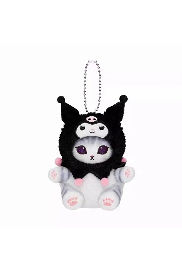 Bandai black Kawaii Mofusand Cross-Dressing Sanrio Hello Kitty Kuromi Hanyodon Plush Keychain Pendan