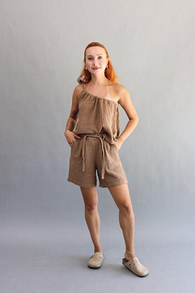 Muslin One-Shoulder Blouse