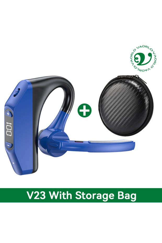 V23 Blue With Bag Bluetooth Business Earphones Talk/Music Time 20/30 Hours LED Digital Display With