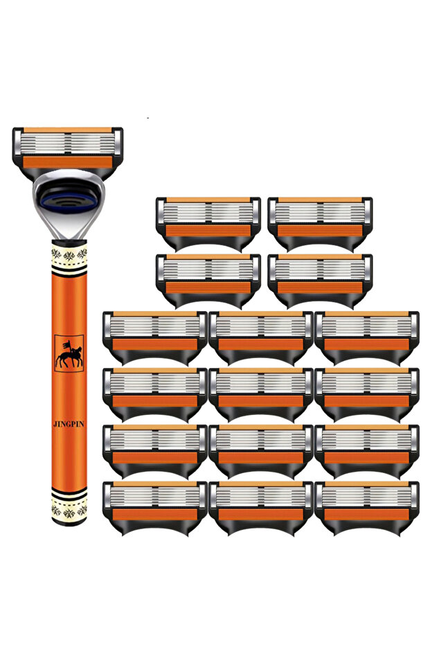 1 handle 16 blades New Fusion Shaver Cyclic Replaceable Razor Blade 6 Layers Safety Manual Shaving H