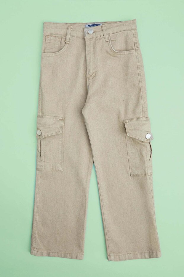Adjustable Waistband Cargo Pocket Pack Palazzo Girls' Trousers