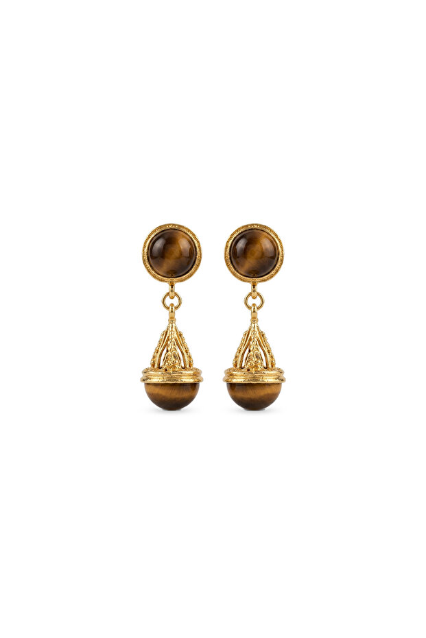 Steel Vintage Tiger Eye Earrings