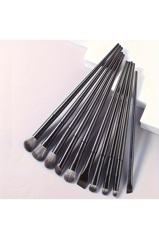 black 10pcs 10pcs Soft Hair Eye Shadow Brush Set Eye Makeup Halo Dye Sleeping Silkworm Eyeliner Blad