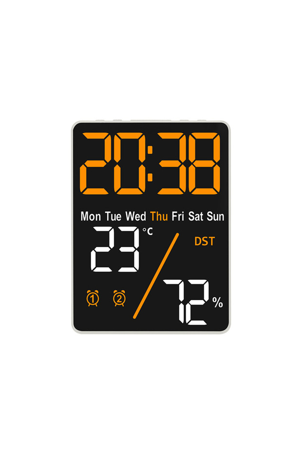 Black shell Orange Digital Alarm Clock 3-Level Brightness Dimmable Led Electronic Wall Clock Tempera
