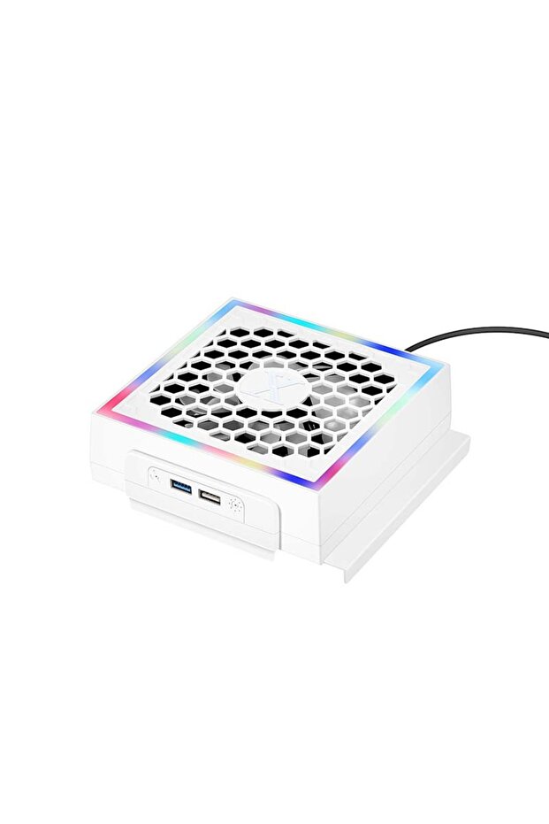 White RGB Cooling Fan For Xbox Series S Console 3 Gears 5V 2.4A with 2 USB Ports 7 Lighting Modes Ga