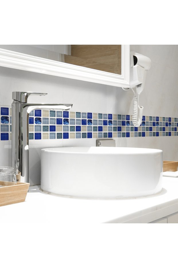 86 10x200cm Mosaic Tile Wall Sticker Self Adhesive Border Sticker Bathroom Kitchen Waistline Skirtin