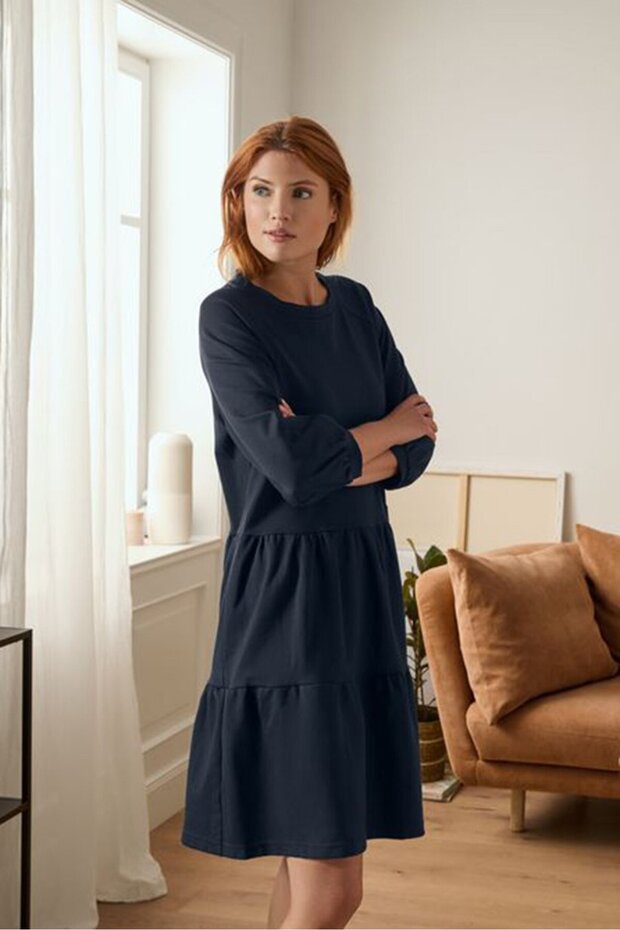 Women Solid Midi Dress, Navy